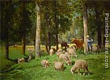 Landscape with Sheep by Charles Emile Jacque